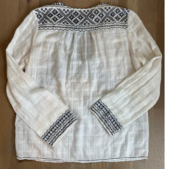 Cotton Embroidered Boho Peasant Top Long Sleeves - Picture 2 of 8